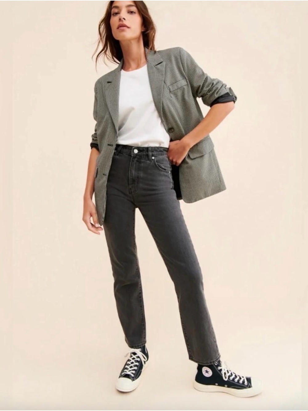 ROLLA'S High-Rise Straight Leg 90’s Jeans in Charcoal Black